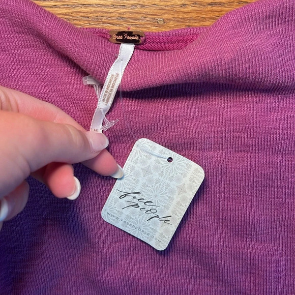 Free People Purple Cotton Glam Cropped Essential Bow Tank Top b8 - Picture 2 of 3